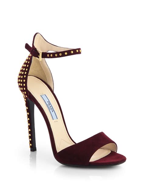 prada heels with studs|prada suede ankle strap pumps.